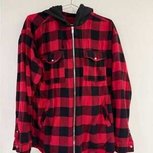 H&M Red and Black Plaid Women's Jacket
